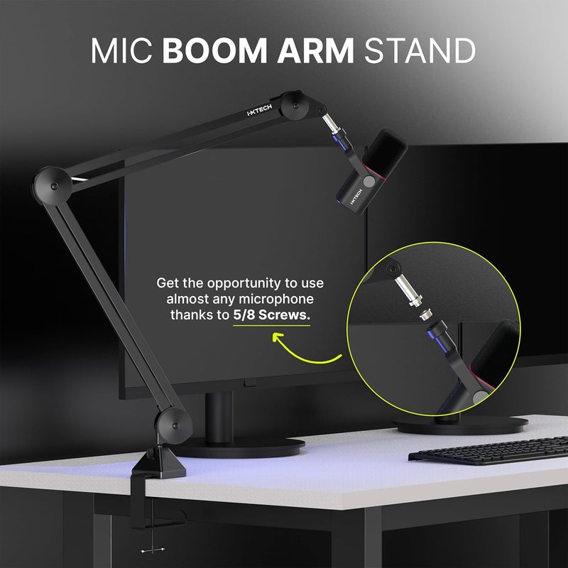 i-XTECH Microphone Boom Arm Stand, Heavy Duty Adjustable Mic Stand with Cable Ties, Desk Mount Arm Stand for Gaming Streaming Podcasting. - Image 5